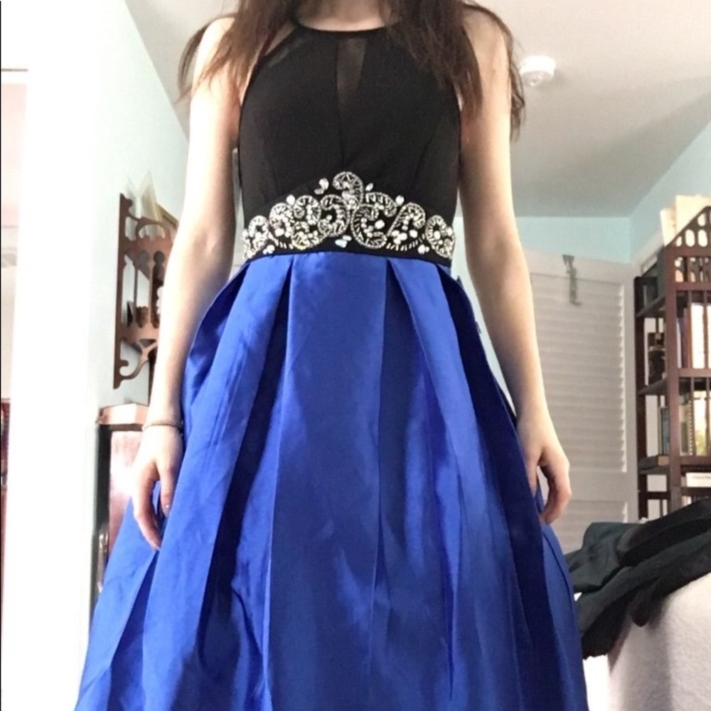 Blue and black prom dress